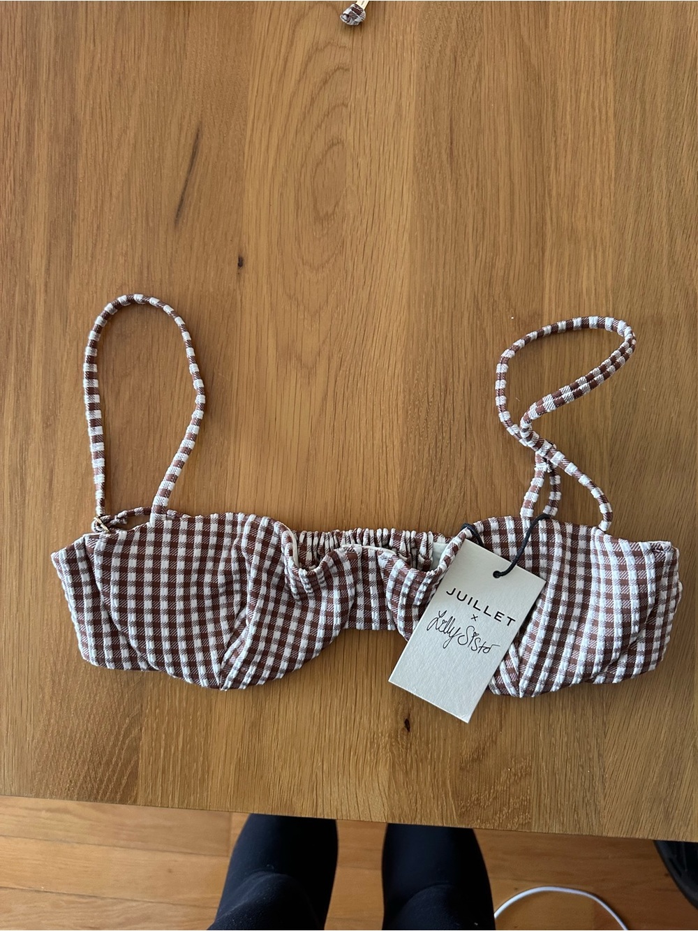 JUILLET X LILLY SISTO: THE INGRID TOP IN BROWN GINGHAM
